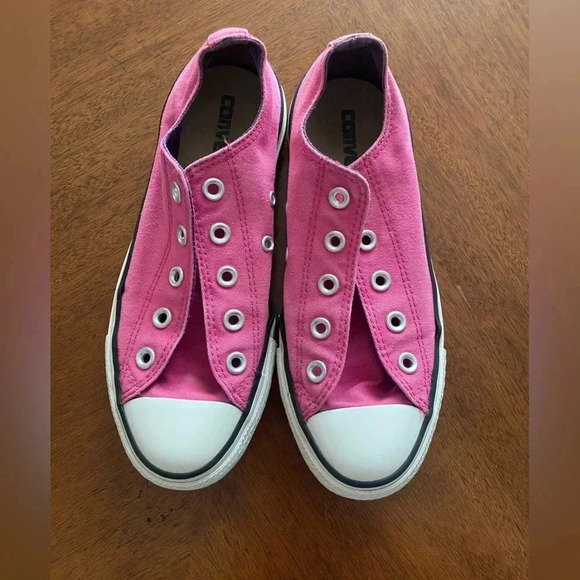 Converse Unisex Low Ankle Sneakers Pink Men’s 4 & Women’s 6 EUC No Laces Clean - Picture 3 of 10